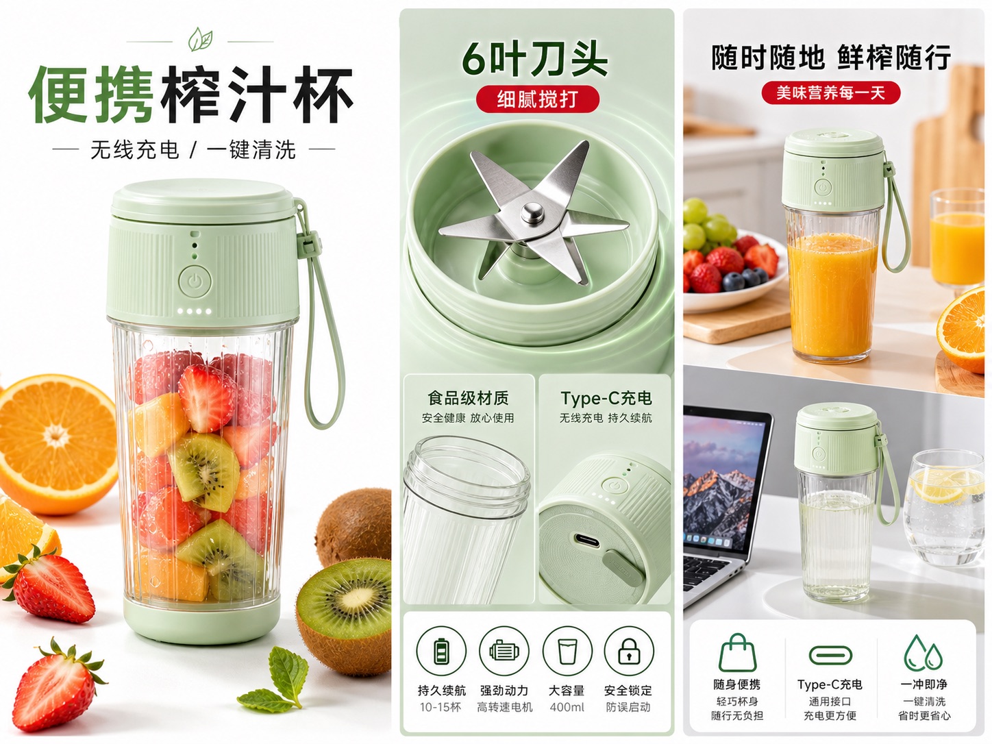 便携榨汁杯京东主图和详情页案例